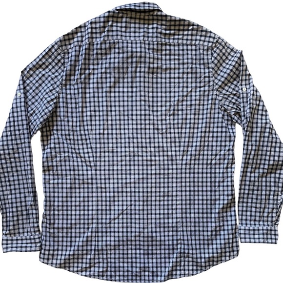 MICHAEL KORS Mens 2XL Shirt Plaid Check Blue Long Sleeve Button Up SLIM FIT XXL - Picture 3 of 8